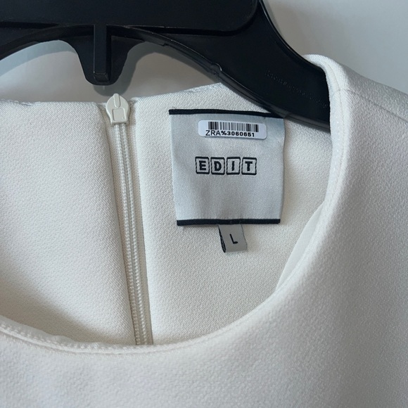 EDIT white blouse large 3/4 sleeves zipper back L - Picture 2 of 3